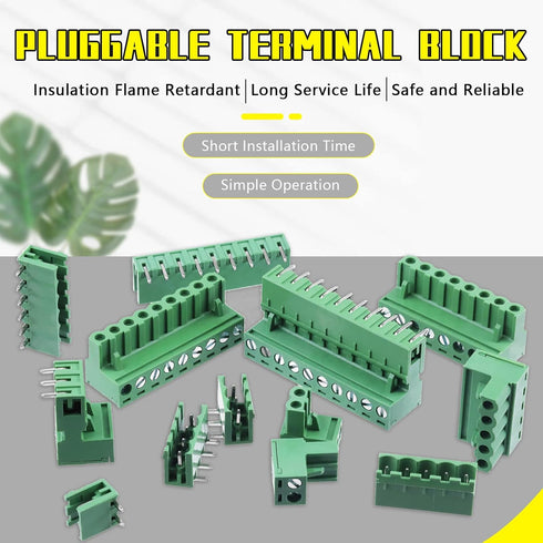 32Pcs 9 Type Pluggable Terminal Blocks Connector Socket, 5mm/0.2inch Pitch PCB Mount Screw Male Female Connectors(2/3/4/5/6/7/8/9 Pins)...