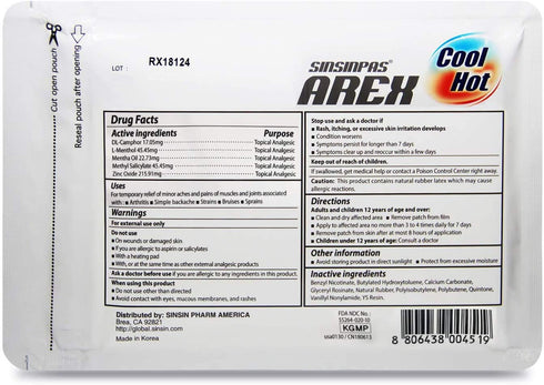 AREX Cool & Hot Pain Relieving Patch, Medium 1 Pack (10 Patches Total)...