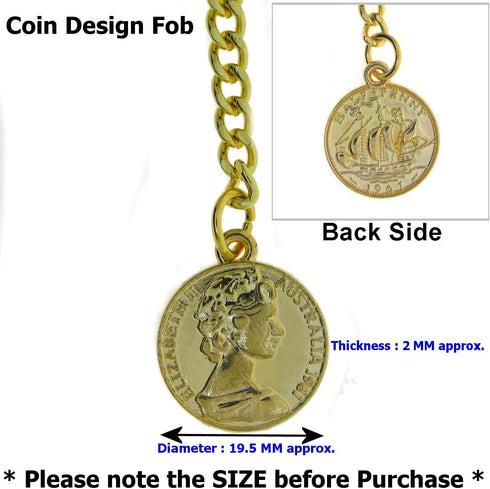 Albert Chain Gold Tone Pocket Watch Chain Vest Chain for Men Fob T Bar with Swivel Clasp with Queen Design Medal Fob Charm AC79A...