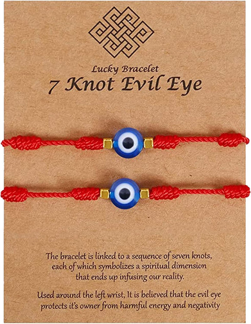 2 Pieces Evil Eye Bracelets, Handmade Mal De Ojo Bracelet, Adjustable Red String Eye Bracelets Jewelry Gift For Women Men...