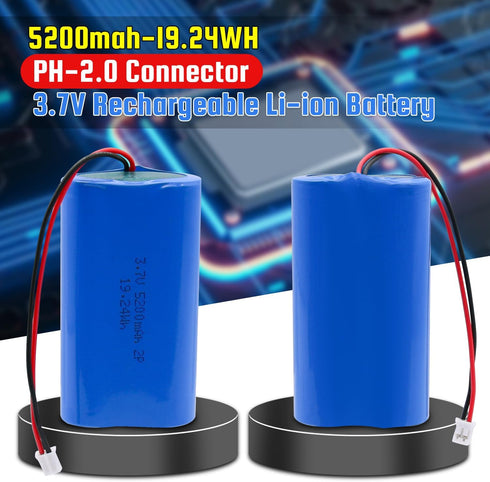 3.7V 5200mAh Rechargeable Batteries Lithium ion Battery with PH2.0/2P Connector for DIY Electronics Products, Toys, Lighting, Bluetooth Equipment...