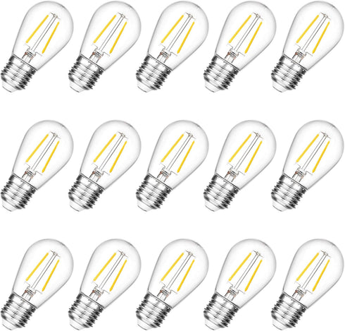 Shatterproof S14 Replacement LED Light Bulbs, 2W, Equivalent to 11-25 Watt, Warm White 2200K, Outdoor String Lights Vintage Edison Bulb, E26 Mediu...