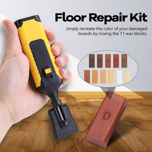 Wood Floor Furniture Scratch Repair Kit of 11 Colors Wax, Leepesx Laminate Repairing Kit with Melting Tool for Cracked Stone Crack Chip Ceramic Fl...