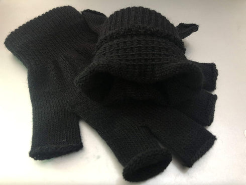 2 Pair Half Finger Gloves Winter Knit Touchscreen Warm Stretchy Mittens Fingerless Gloves in Common Size for Men and Women,black...