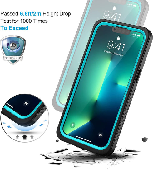 Lanhiem for iPhone 13 Pro Case, IP68 Waterproof Dustproof Shockproof Cases with Built-in Screen Protector, Full Body Heavy Duty Protective Cover f...