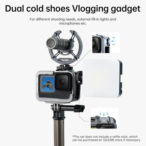 TELESIN Aluminum Case Metal Cage Protective Frame Housing for GoPro Hero 12 11 10 9 Black, Fits for Go Pro When ND CPL Lens Filter Max Lens Mount ...