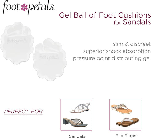 Foot Petals Ball of Foot Cushions, Long Lasting Pain Relief, Women's High Heel Insert 1 Pair, Gel-w/Toe Post, Medium...