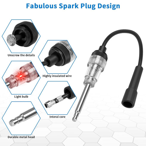 Inline Spark Tester Engine Ignition - SAN AUSTIN Small Engine Plug Ignition Straight Boot Tester Light, Spark Plug Coil Diagnostic Detector Tool (...