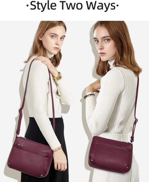 WESTBRONCO Crossbody Bags for Women, Medium Size Shoulder Handbags, Satchel Purse with Multi Zipper Pocket...