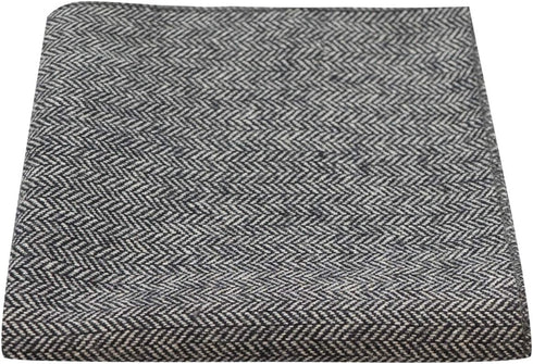 King & Priory Black Herringbone Pocket Square, Handkerchief, Charcoal Grey...