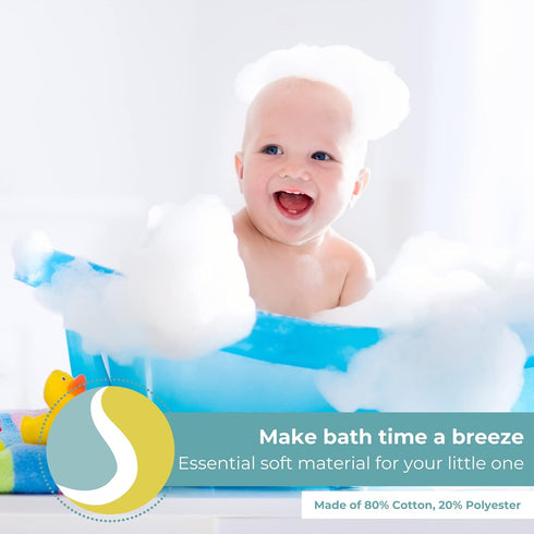 Spasilk Bath Hooded Towels & Washcloths Set for Babies, Hooded Terry Bath Towel & 4 Washcloths, Blue...