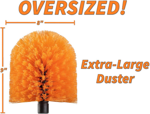 Cobweb Duster Head Brush // Big and Puffy Spider Web Brush for Outdoor & Indoor Web Cleaning // Twist-On Corner Duster Fits Standard Acme Threaded...