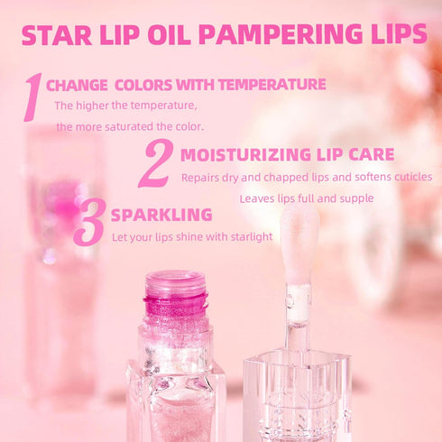 Color Changing Lip Oil, Conversionh Magic Color Changing Lip Oil, Lip Oil Color Changing Lip Glow Oil, Plumping Lip Gloss, Hydrating Lip Oil Tinte...