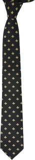 Bee Necktie With Box Microfiber Jacquard Gold Bee Pattern tie...
