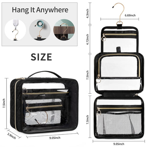 CUBETASTIC Clear Toiletry Bag, Transparent Travel Makeup Bag Small Hanging Travel Bag Portable Cute Cosmetic Organizer Waterproof Make Up Case......