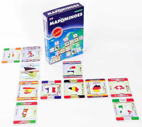 MAPOMINOES EUROPE – The Ultimate Geography Game – Fun and educational travel card game about connecting European countries for kids teens and adul...