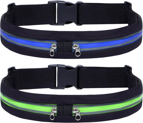2 Pack Running Belt Fanny Packs for women and men,Belt Bag for Hiking Cycling Workout,Reflective Fanny Packs for Men Runners Belt Compatible with ...