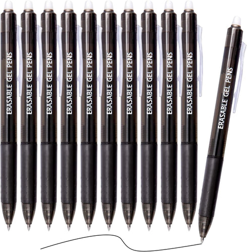 Vitoler 10 Pack Erasable Gel Pens, 0.7 mm Fine Point Retractable Pens, Black Ink Erasable Pens for Completing Sudoku and Crossword Puzzles...