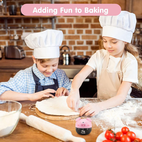 Cute Cartoon Pig Kitchen Timer, 0-55 Minute Wind Up Dial Rotating Countdown Loud Alarm Timer Mechanical Mechanical Timers Counters for Cooking Tim...