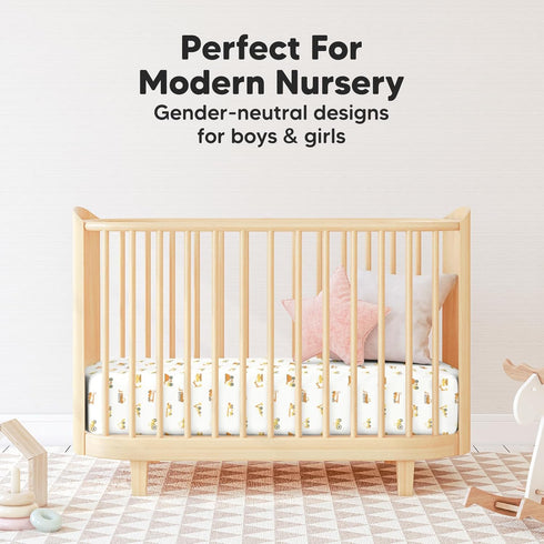 Pack and Play Sheets Fitted, 2-Pack Mini Crib Sheets - Pack N Play Sheets, Organic Fitted Crib Sheet for Pack and Play Mattress, Playard Baby Crib...