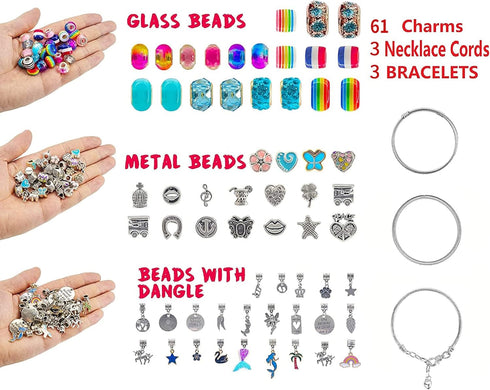 ZQFTZQ DIY Charm Bracelet Making kit - Jewelry Making kit Including Beads,Snake Chains,Bead Bracelet Unicorn Mermaid Easter Christmas Arts and Cra...