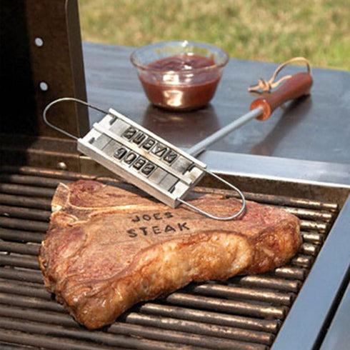 BBQ Meat Branding Iron with Changeable Letters and a Handy Draw- Great for Branding Steaks Burgers Chicken...