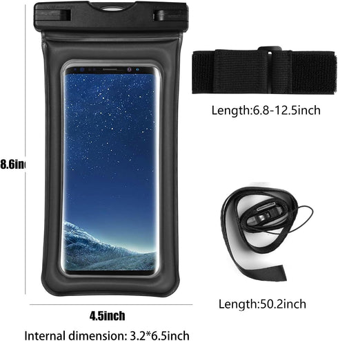 Floating Waterproof Dry Bag w/Armband & Lanyard for Samsung Galaxy S10+ S9+ S8+ / A20 A30 A50 M30 A6+ A7 A8+ / J4+ J6+ J8 / Huawei P30 Pro/Motorol...