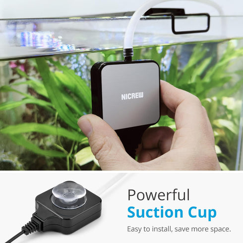 NICREW Nano Silent Aquarium Air Pump, Corded Electric, Aquarium Aerator with Accessories for Up to 10 Gallon Fish Tank, Super Quiet, 0.3 L/min, 1....