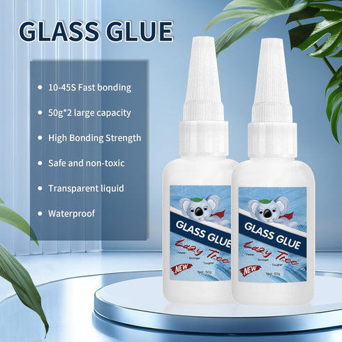 2Pack 50g Glass Glue, Super Instant Clear Glue, Weatherproof Adhesive Glue for Glass Repair, Mirrors, Jewelry, DIY, Dishwasher Safe, Dries Clear &...