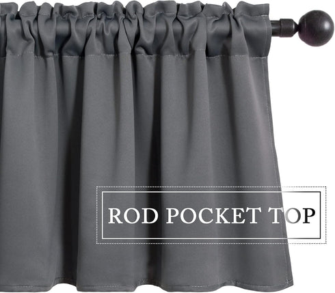 MIULEE Blackout Valance Rod Pocket Thermal Insulated Window Treatment Tiers Solid Short Curtain for Small Window Bedroom 42 x 18 Inches 1 Panel Gr...