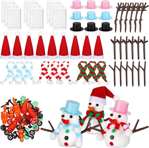9 Pack Snowman Craft Kit for Kids Christmas Snowman DIY Craft Kit Build Snowman Decorating Kit Snowman Modeling Clay Hats Buttons Scarfs Kit Snowm...
