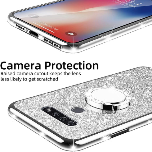 nancheng for LG K51 / LG Reflect/LG Q51 Phone Case Girls Women Cute Glitter Luxury Silicone Shockproof Protective Cover with Ring Stand & Strap - ...