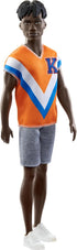 Barbie Fashionistas Ken Fashion Doll with Twisted Black Hair Wearing Orange Athletic Jersey, Shorts & White Sneakers...