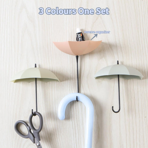 Cute Umbrella Shape Adhesive Hooks, Coat Hooks, Wall Hooks, Waterproof and Oilproof, Sticky Hooks for Bathroom Shower Outdoor Kitchen Door Home Im...