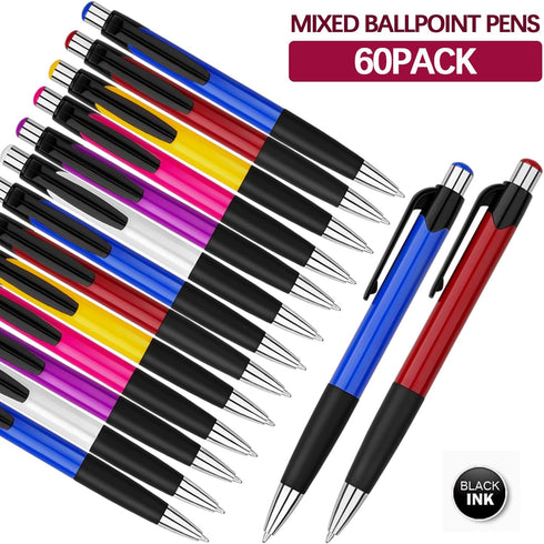 Pens Bulk, Tip-Top Ball Point Pens, Black Ink Pens Medium Point (1.0mm), Click Pens, Ballpoint Smooth Writing Pens for Journal No Smudge, Office P...