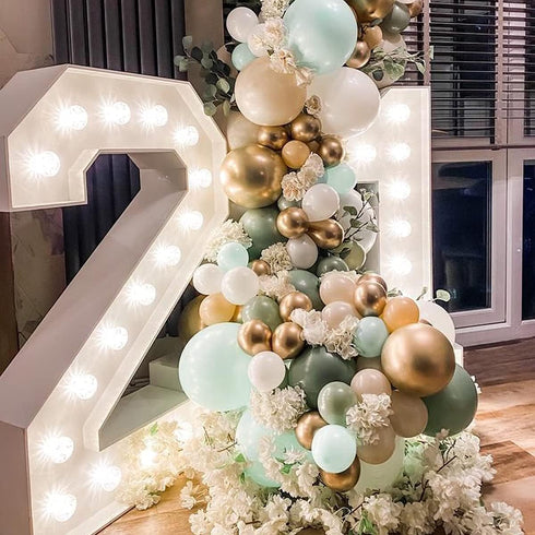 64 PCS Artificial Eucalyptus Leaves Stems Sage Green Blush Balloons, 12 Inch Sage Green Blush Nude Balloons with Artificial Eucalyptus for Baby Br...