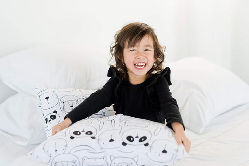 100% Cotton Toddler Pillowcase by ADDISON BELLE - Fits Both 13"x18" and 14"x19" Pillows - Soft, Durable & Breathable (Monochrome Animals)...