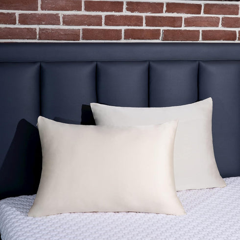 100% Mulberry Silk Pillowcase Set of 2 for Hair and Skin,with Hidden Zipper,Both Sides 19 Momme 600 Thread Count Natural Silk Pillow Cover,Soft Br...