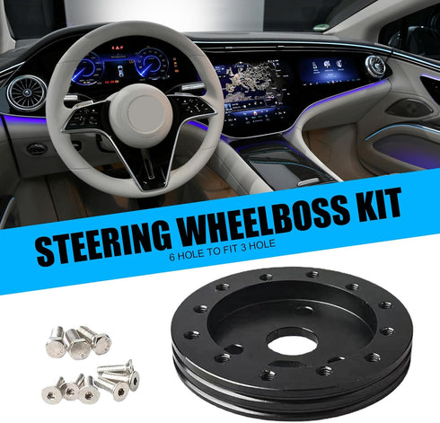 1 PC Car Steering Wheel Adapter Connector, Round Durable Metal Vehicle Steering Wheel Conversion Spacer for 6-hole to 3-hole, Universal Automotive...