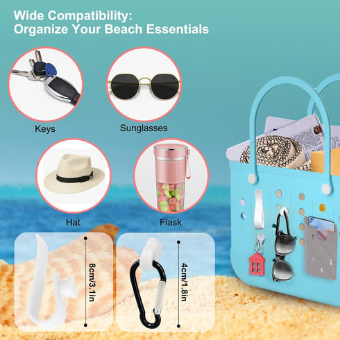 Silicone Phone Holder for Bogg Bags with 2 Hooks & 2 Carabiners Inserts Beach Bogg Bag Keychain Accessories Charm, Soft Silicone Insert Case Cell ...