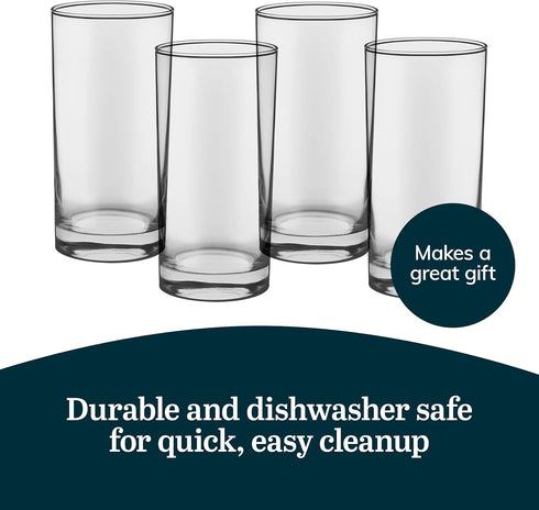 Libbey Heavy Base Drinking Glasses Set of 8, 15.5 Oz Elegant, Weighted Clear Water Glasses, Dishwasher Safe Glass Cups Set for Parties, Birthdays...