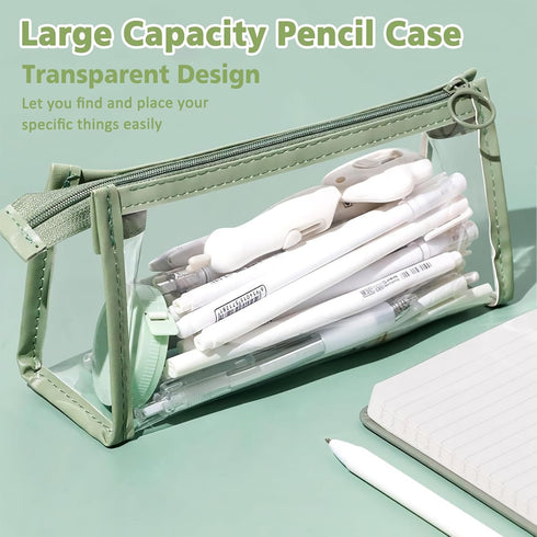 6 Pcs Clear Pencil Pounch Pen Case, Plastic Marker Pouches with Zipper, Waterproof Travel Toiletry Cosmetic Makeup Bag, Multifonction Stationery O...