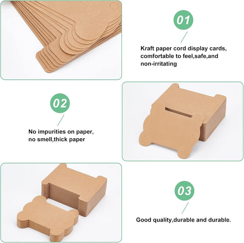 PH PandaHall 80pcs Ribbon Storage Organizer 3x4 Inch Ribbon Holder Flat Spool Bobbin Yarn Bobbin Kraft Floss Bobbins Card Thread Holder Sewing Sto...