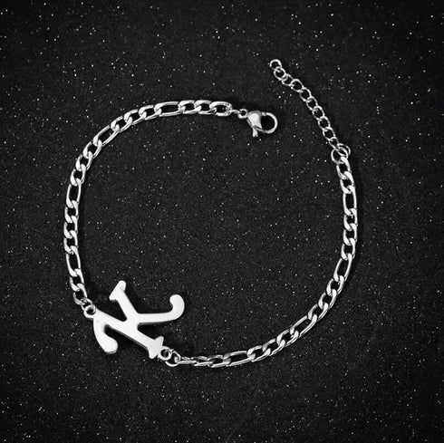 4 Pack Stainless Steel Initial Jewelry Sets for Women Silver Rings Bracelet Earrings Pendant Necklace Uppercase Choker Chain Ear Studs Jewelry Gif...
