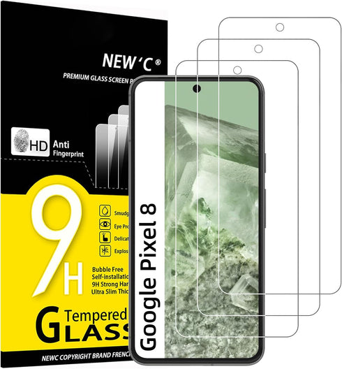NEW'C [3 Pack Designed for Google Pixel 8 Screen Protector Tempered Glass,Case Friendly Scratch-proof, Bubble Free, Ultra Resistant......