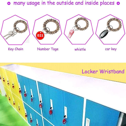 BIHRTC Pack of 6 Keychain Bracelet key Holder Wristlet Wrist Key Chain Spring Wristband Flexible Spiral Wrist Coil Spring Key Chain Stretchable Sp...