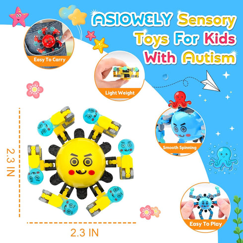 Transformable Fidget Spinner Toys for Kids & Adults,3 PCS Fidget Toys for Teens Anxiety,Sensory Toys for Autism ADHD Stress Relief,Gifts for Boys ...