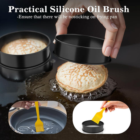 8PCS Crumpet Rings, Nonstick English Muffin Rings 4 Inch, Stainless Steel Double Rolled Tart Rings for Baking, Round Metal Pastry Baking Rings for...