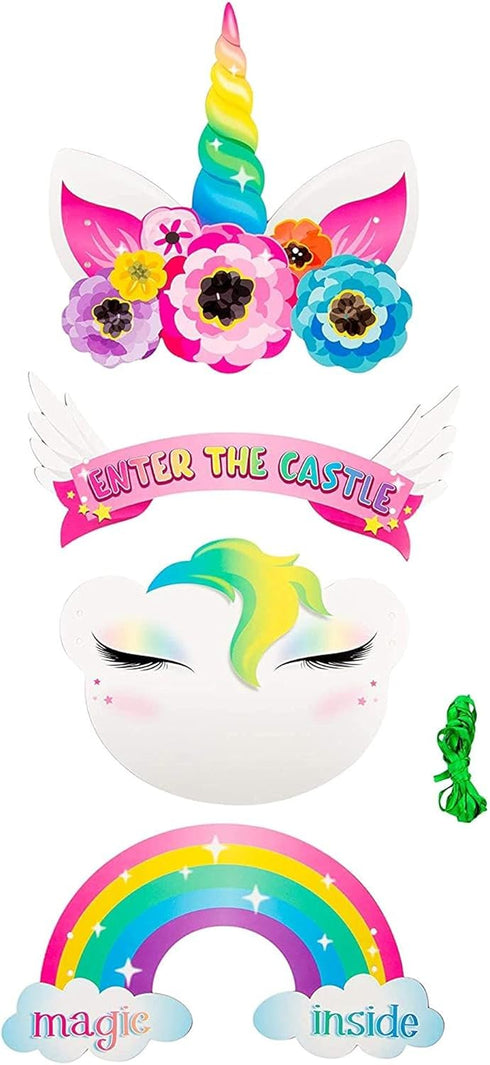 Juvale Unicorn Door Hanger - 2-Pack Welcome Sign for Princess Unicorn Themed Party Decoration, Easy DIY Assembly, Girls Birthday Party Supplies...