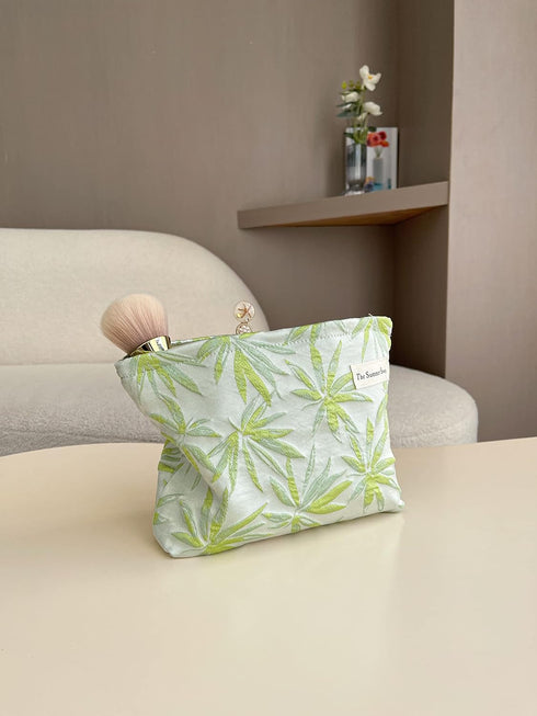 | Large Aesthetic Makeup Bag | Floral Makeup Bag | Mid-day Clutch | Period Kit Bag | Hygiene Bag | Skincare Bag | Cute Makeup Bag (Summer Maple)...